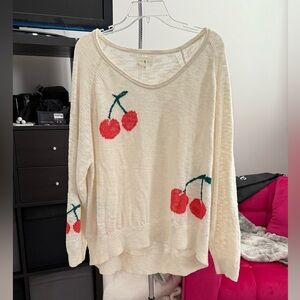 LOFT - Lou & Grey cherry light knit sweater, size XXL
